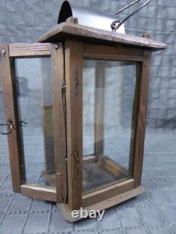 Rare Old Antique primitive Wooden Candle Lantern 18th 19th century Wood Lantern
