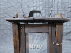 Rare Old Antique primitive Wooden Candle Lantern 18th 19th century Wood Lantern