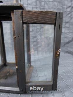 Rare Old Antique primitive Wooden Candle Lantern 18th 19th century Wood Lantern