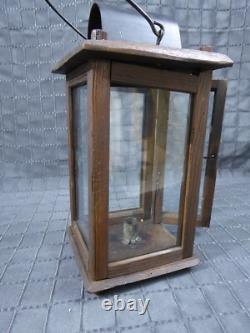 Rare Old Antique primitive Wooden Candle Lantern 18th 19th century Wood Lantern