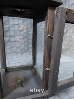 Rare Old Antique primitive Wooden Candle Lantern 18th 19th century Wood Lantern