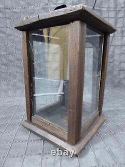 Rare Old Antique primitive Wooden Candle Lantern 18th 19th century Wood Lantern