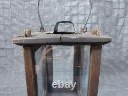 Rare Old Antique primitive Wooden Candle Lantern 18th 19th century Wood Lantern