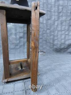 Rare Old Antique primitive Wooden Candle Lantern 18th 19th century Wood Lantern