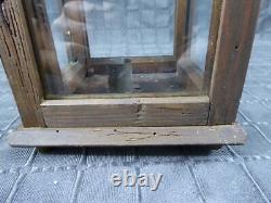 Rare Old Antique primitive Wooden Candle Lantern 18th 19th century Wood Lantern