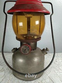 Rare Vintage 1951 Coleman Single Mantle Lantern Model 200 With Amber Pyrex Read
