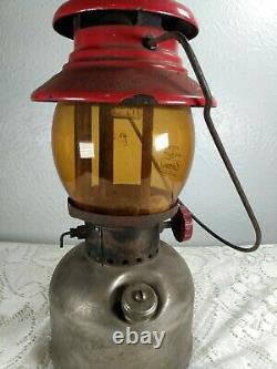 Rare Vintage 1951 Coleman Single Mantle Lantern Model 200 With Amber Pyrex Read