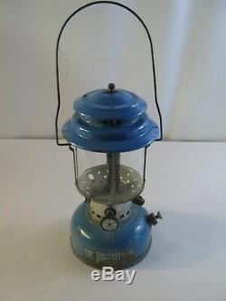 Rare Vintage 6-70 Sears Roebuck Lantern 72216 Blue Pyrex Globe Dual