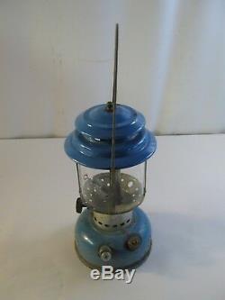 Rare Vintage 6-70 Sears Roebuck Lantern 72216 Blue Pyrex Globe Dual