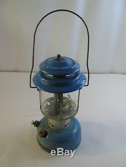 Rare Vintage 6-70 Sears Roebuck Lantern 72216 Blue Pyrex Globe Dual