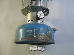 Rare Vintage 6-70 Sears Roebuck Lantern 72216 Blue Pyrex Globe Dual