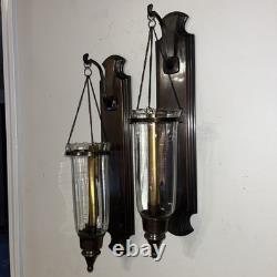 Rare Vintage Colonial-style Brass Bronze hanging Lantern Wall Sconces Beautiful