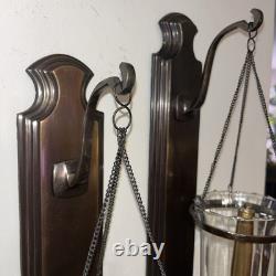 Rare Vintage Colonial-style Brass Bronze hanging Lantern Wall Sconces Beautiful