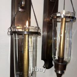 Rare Vintage Colonial-style Brass Bronze hanging Lantern Wall Sconces Beautiful