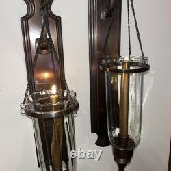 Rare Vintage Colonial-style Brass Bronze hanging Lantern Wall Sconces Beautiful