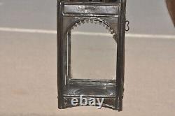 Rare Vintage Early Iron Candle Lamp/Lantern With Glass Panels, Collectible