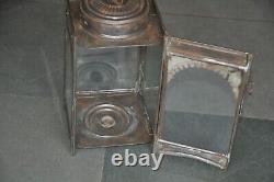 Rare Vintage Early Iron Candle Lamp/Lantern With Glass Panels, Collectible