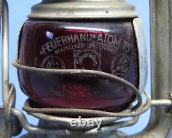 Rare Vintage German Feuerhand No. 75 Atom Kerosene Lantern Red Glass withTrademark