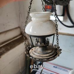 Rare Vintage Hanging Mini Lantern Style Wall Lamp Electric Cast Iron Design