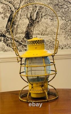Rare Yellow Adams Westlake Railroad Lantern Vintage Train Lamp Collectible