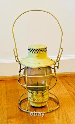 Rare Yellow Adams Westlake Railroad Lantern Vintage Train Lamp Collectible