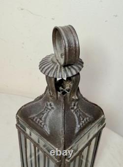 Rare antique early 19th century French #1 steel glass candle holder lantern