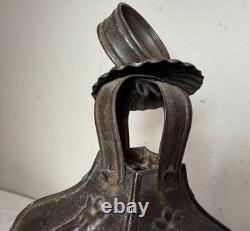 Rare antique early 19th century French #1 steel glass candle holder lantern