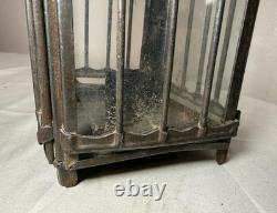 Rare antique early 19th century French #1 steel glass candle holder lantern