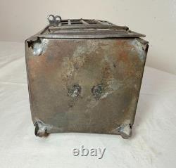 Rare antique early 19th century French #1 steel glass candle holder lantern