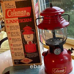 Red Coleman 6/52 June 1952 Model 200A Black Band Lantern with Pyrex Coleman Globe