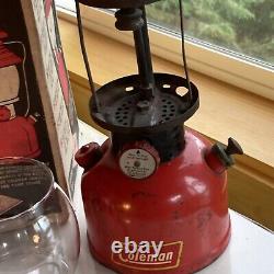 Red Coleman 6/52 June 1952 Model 200A Black Band Lantern with Pyrex Coleman Globe