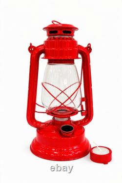 Red Vintage Lantern, Rustic Farmhouse Lantern, Antique Metal Hanging Lantern, Ha