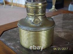 Reversed Painted Rare Antique Oil Lamp Landscape Design Made In Us Of America