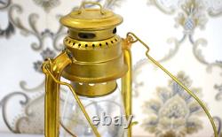 Rustic Antique Brass Lantern Lamp with Glass Enclosure Vintage- Inspired Décor