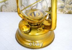 Rustic Antique Brass Lantern Lamp with Glass Enclosure Vintage- Inspired Décor