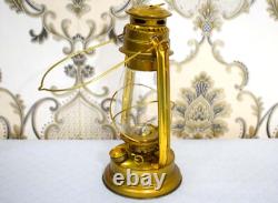 Rustic Antique Brass Lantern Lamp with Glass Enclosure Vintage- Inspired Décor