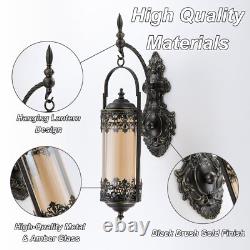 Rustic Candle Sconce with Glass Vintage Antique Gothic Hanging Lantern Candle