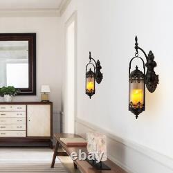 Rustic Candle Sconce with Glass Vintage Antique Gothic Hanging Lantern Candle