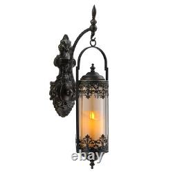 Rustic Candle Sconce with Glass Vintage Antique Gothic Hanging Lantern Candle