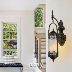 Rustic Candle Sconce with Glass Vintage Antique Gothic Hanging Lantern Candle H