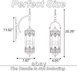 Rustic Candle Sconce with Glass Vintage Antique Gothic Hanging Lantern Candle H