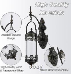 Rustic Candle Sconce with Glass Vintage Antique Gothic Hanging Lantern Candle H