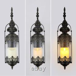 Rustic Candle Sconce with Glass Vintage Antique Gothic Hanging Lantern Candle H