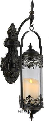 Rustic Candle Sconce with Glass Vintage Antique Gothic Hanging Lantern Candle H