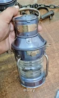SET OF 2 Pair of Vintage Nautical Oil Lanterns With Weathered Removable Burners