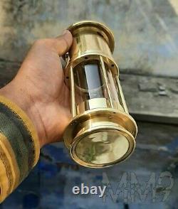 SET OF 4 Vintage Oil Lamp Lantern Wick Antique Brass Glass Flat Nautical Gift
