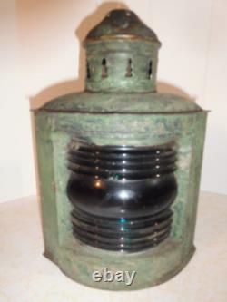 Scarce Vintage Brilliant Blue Glass/Lens Nautical/Marine Oil Lantern Cover