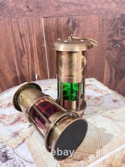 Set Of 2 Antique Brass Minor Lamp, 6 Oil Lantern Vintage Ship Hanging Lantern, Ma