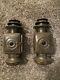 Set Of 2 Antique Ford Brass Oil Side Lamp Lantern 12x4.5