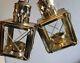 Set Of 2 Antique Nautical Ship Lanterns-Hangable Vintage Brass Candle Lantern
